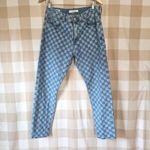 PacSun Slim Taper Checkerboard Jeans Mens 30x30 Blue Denim Straight Leg Pants